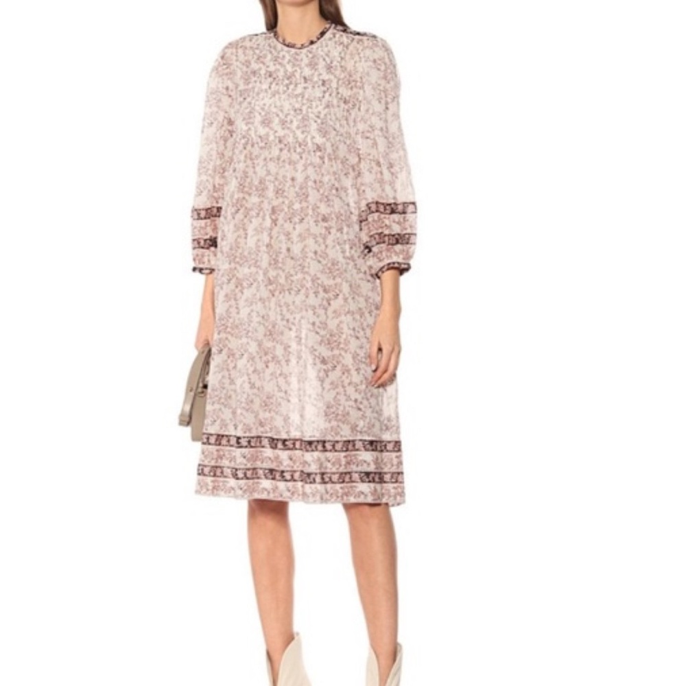 Isabel Marant Étoile Vanille Floral Cotton Pintuck Midi Dress